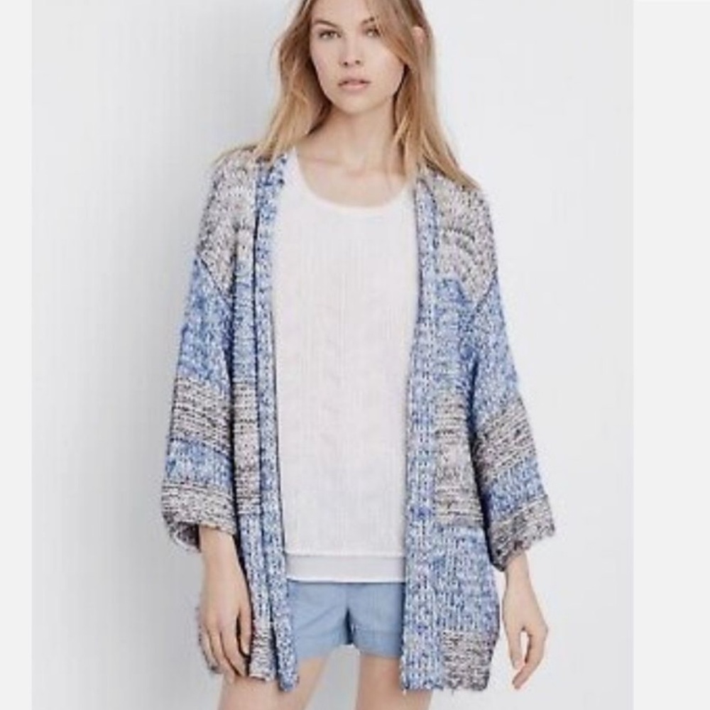 Vince chunky knit open front cardigan Size M/L blue and gray